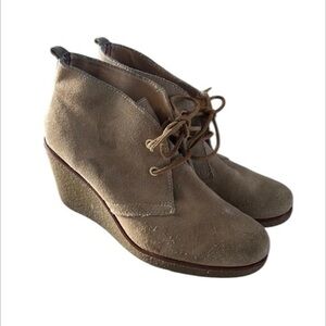 Sperry Harlow Wedge Bootie Top Sider Tan Suede Lace Up Ankle Boots Size 10